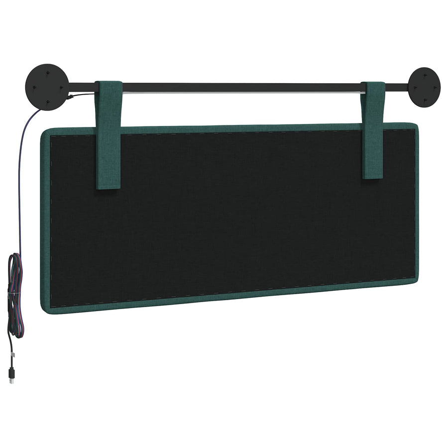 Hangend hoofdbord Met LED-verlichting Donkergroen Stof