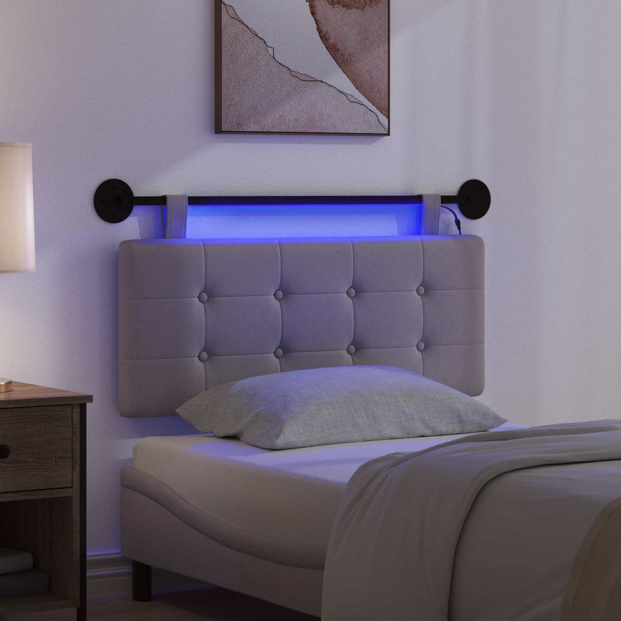 Hangend hoofdbord Met LED-verlichting Taupe Stof