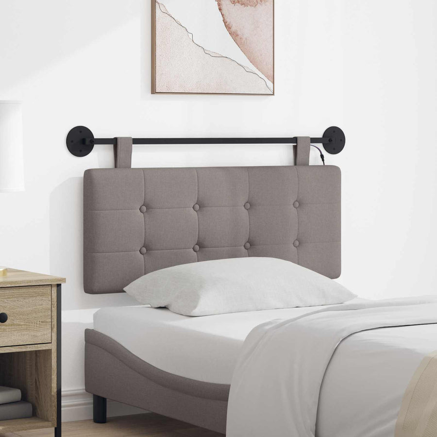 Hangend hoofdbord Met LED-verlichting Taupe Stof