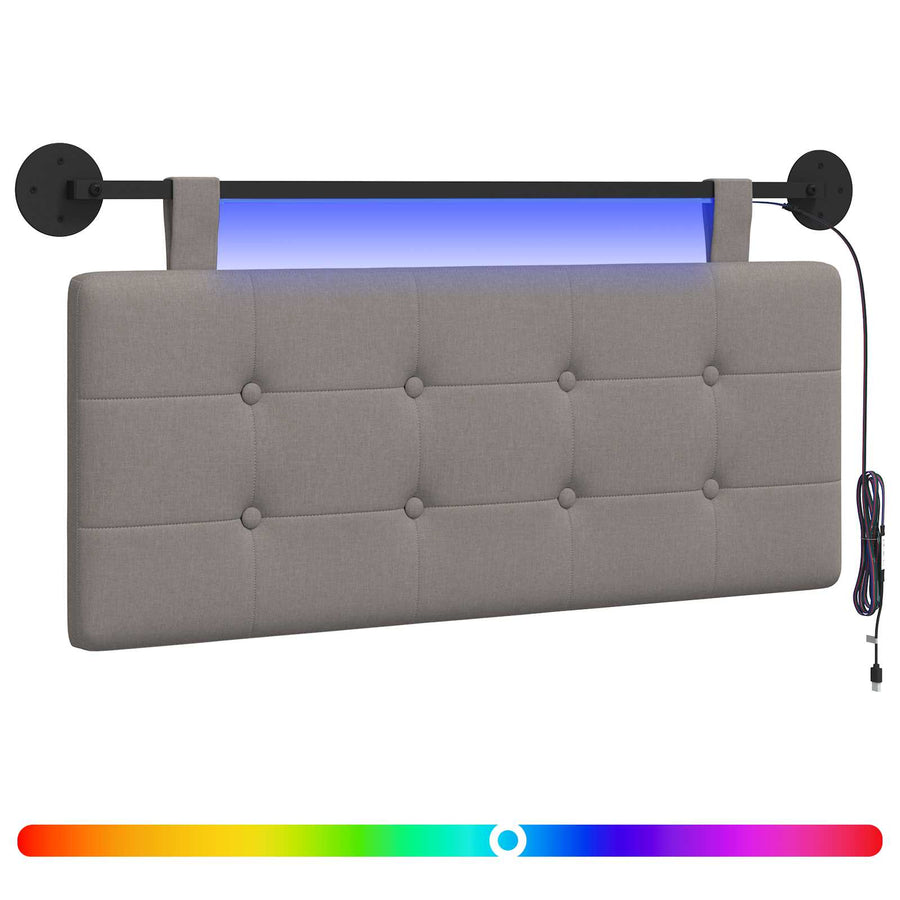Hangend hoofdbord Met LED-verlichting Taupe Stof