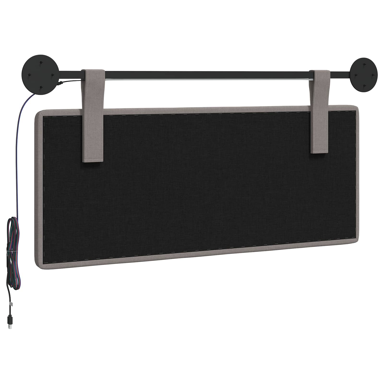 Hangend hoofdbord Met LED-verlichting Taupe Stof