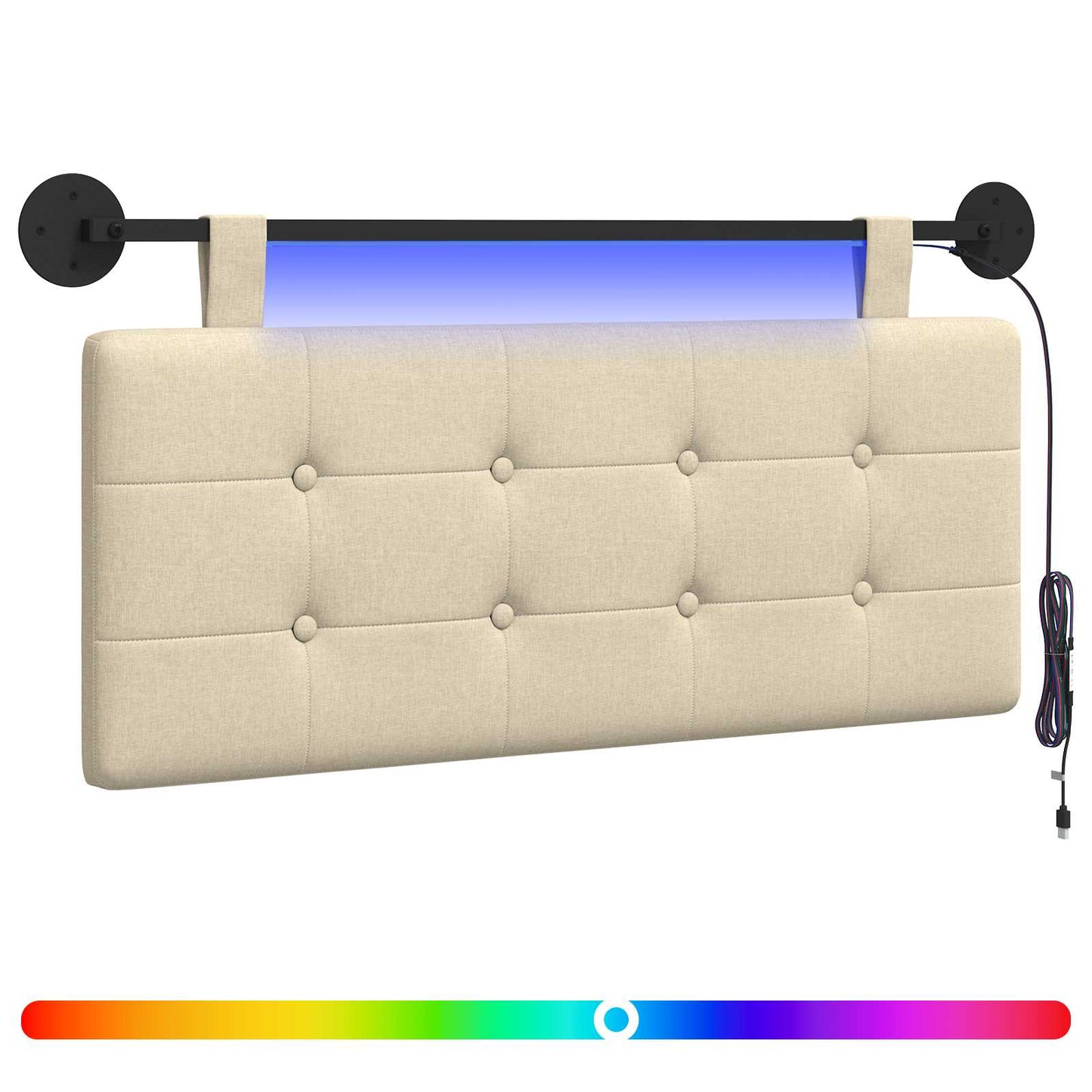 Hangend hoofdbord Met LED-verlichting Crèmekleurig Stof