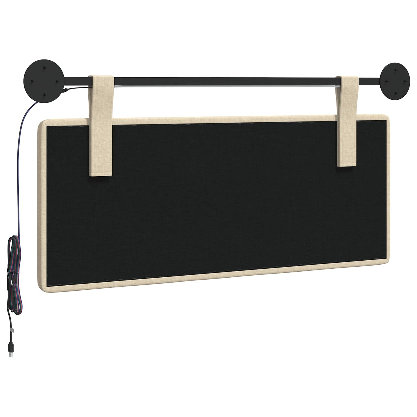 Hangend hoofdbord Met LED-verlichting Crèmekleurig Stof