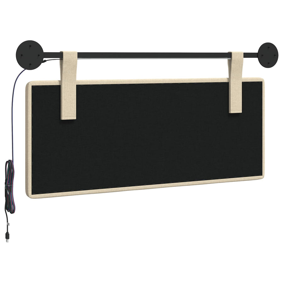 Hangend hoofdbord Met LED-verlichting Crèmekleurig Stof