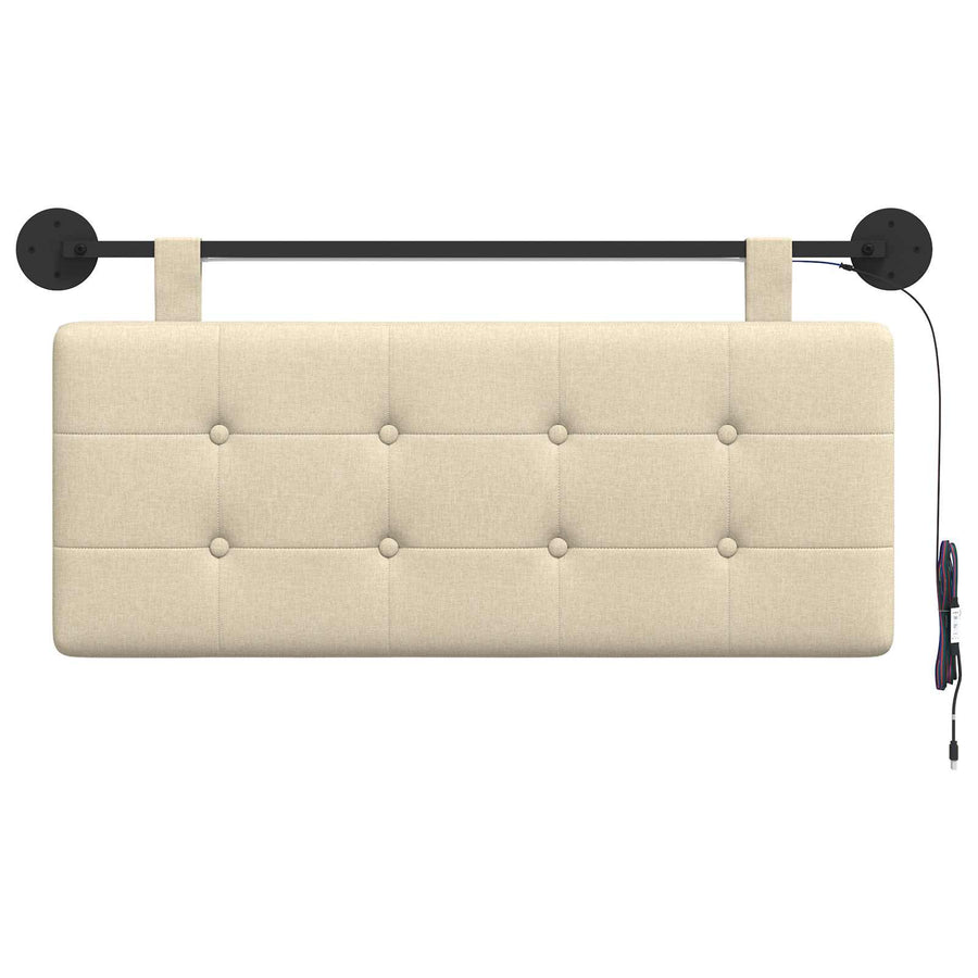 Hangend hoofdbord Met LED-verlichting Crèmekleurig Stof