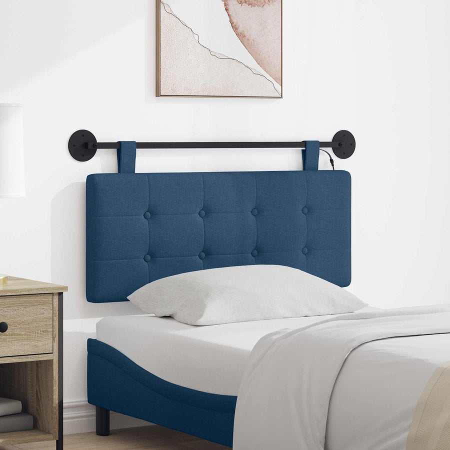 Hangend hoofdbord Met LED-verlichting Blauw Stof
