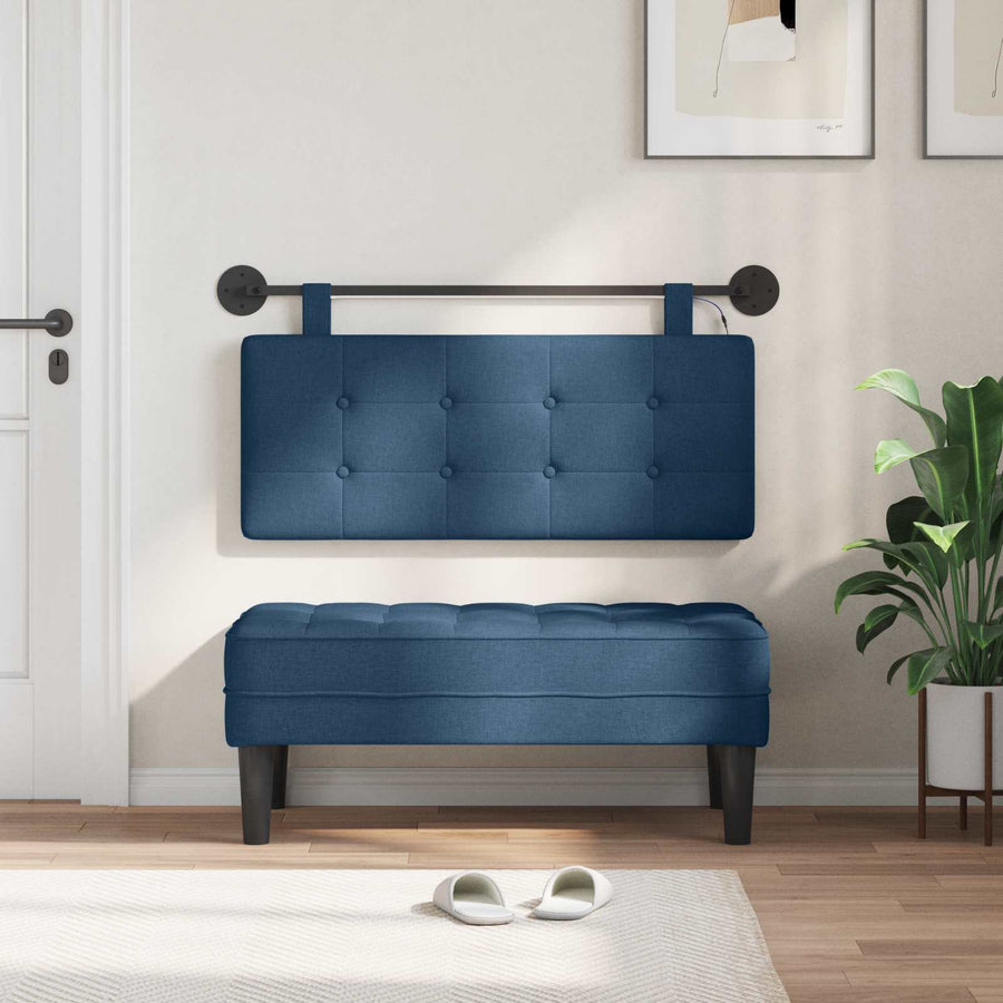 Hangend hoofdbord Met LED-verlichting Blauw Stof