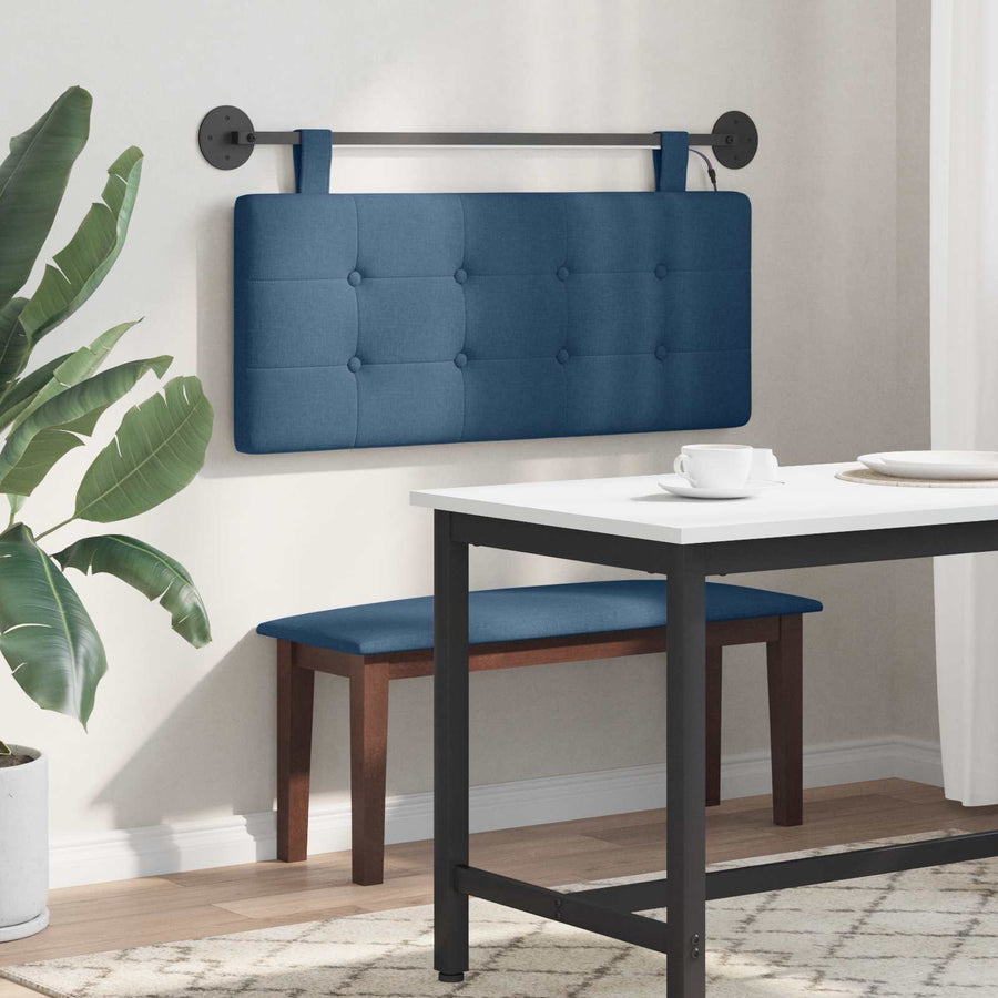 Hangend hoofdbord Met LED-verlichting Blauw Stof