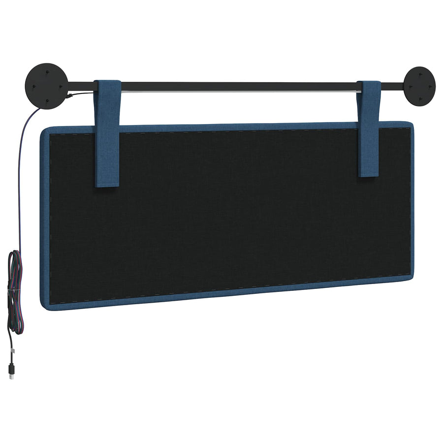 Hangend hoofdbord Met LED-verlichting Blauw Stof