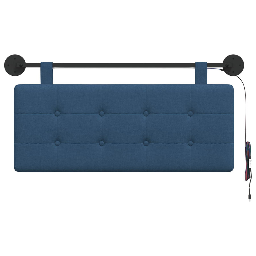 Hangend hoofdbord Met LED-verlichting Blauw Stof