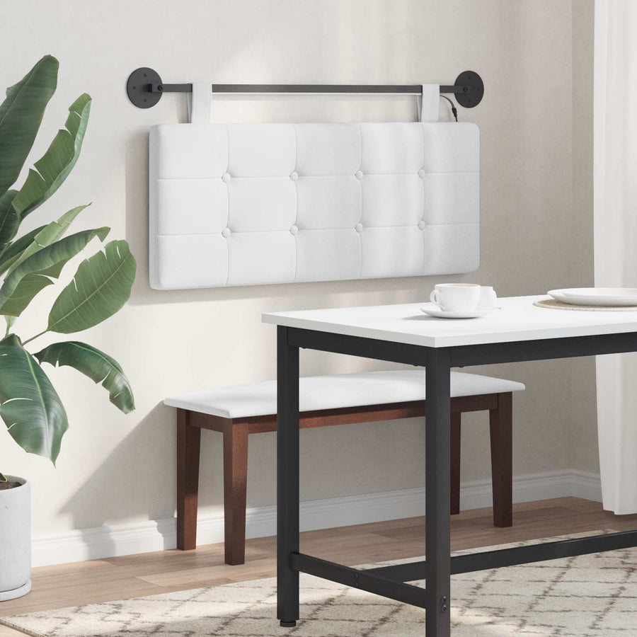 Hangend hoofdbord Met LED-verlichting Wit Stof