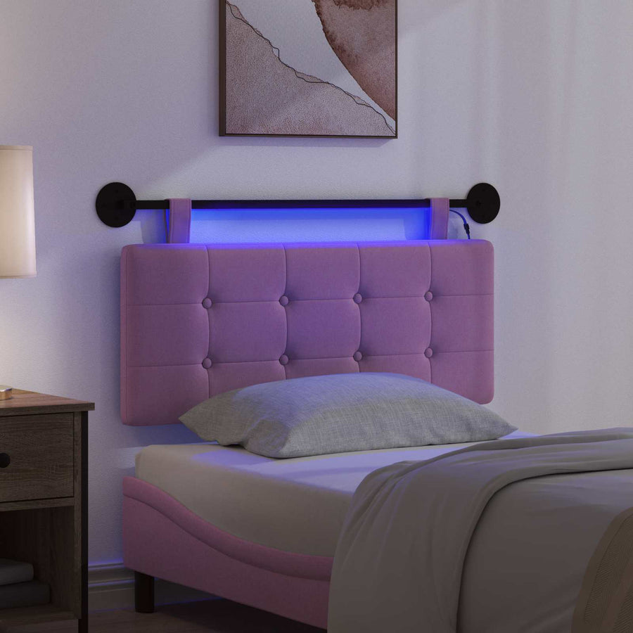 Hangend hoofdbord Met LED-verlichting Roze Stof