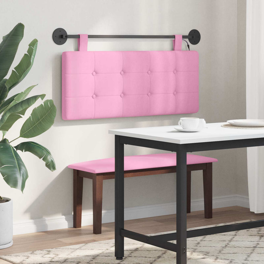 Hangend hoofdbord Met LED-verlichting Roze Stof