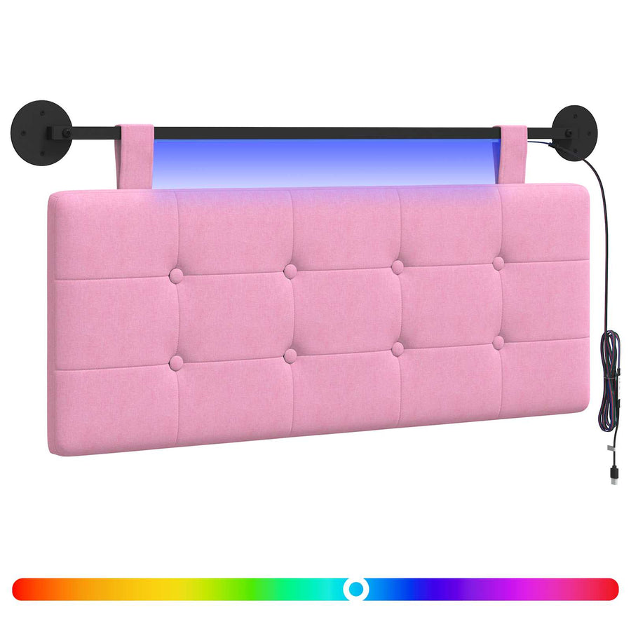 Hangend hoofdbord Met LED-verlichting Roze Stof
