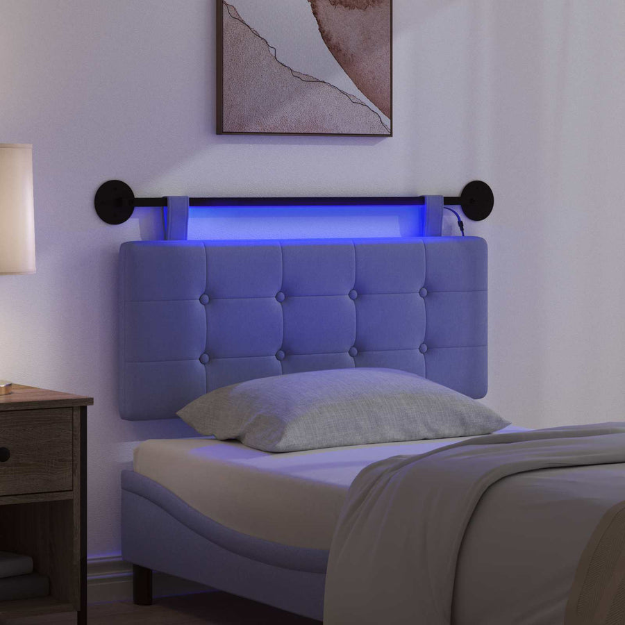 Hangend hoofdbord Met LED-verlichting Jeans Blauw Stof
