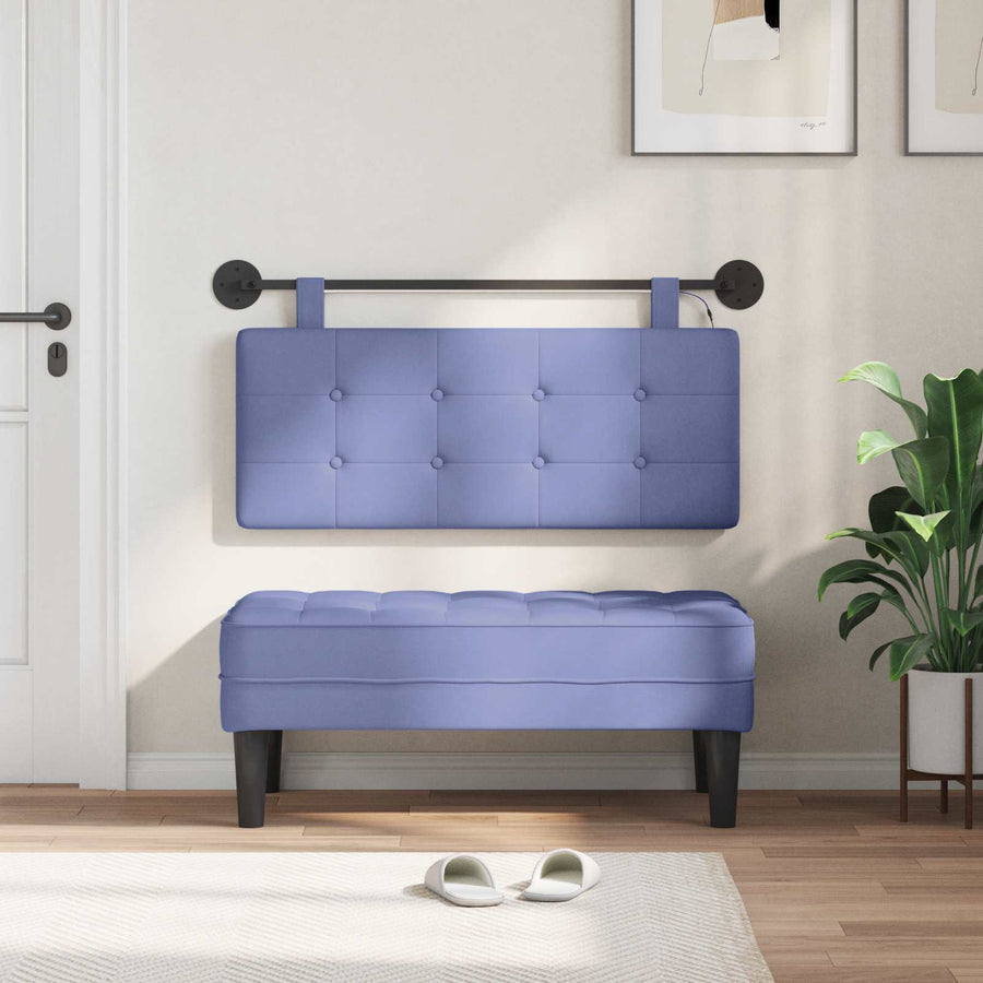 Hangend hoofdbord Met LED-verlichting Jeans Blauw Stof