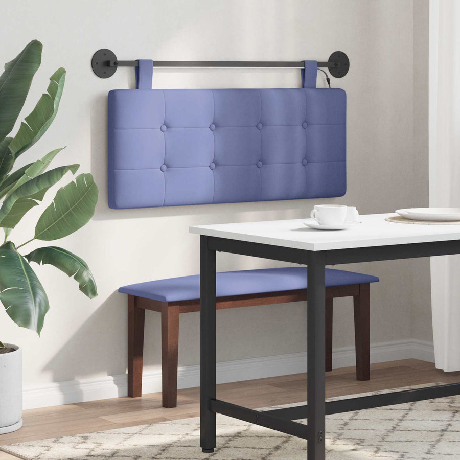 Hangend hoofdbord Met LED-verlichting Jeans Blauw Stof