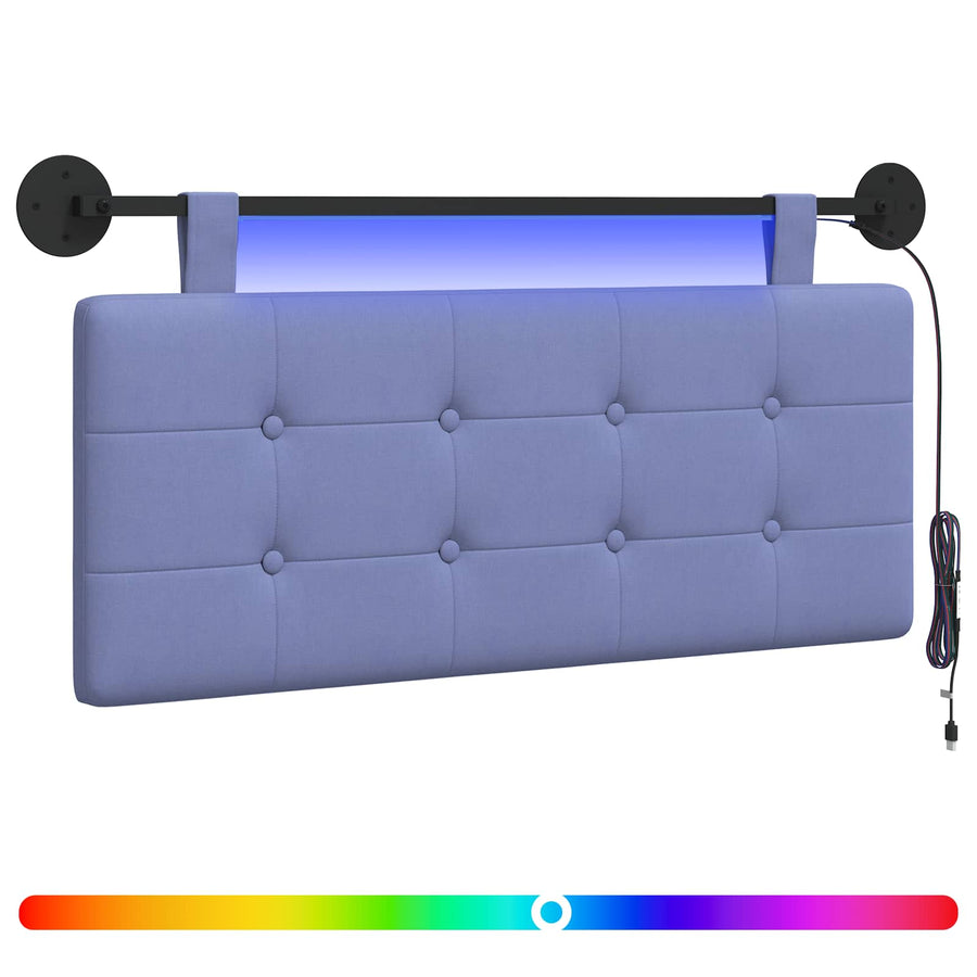 Hangend hoofdbord Met LED-verlichting Jeans Blauw Stof