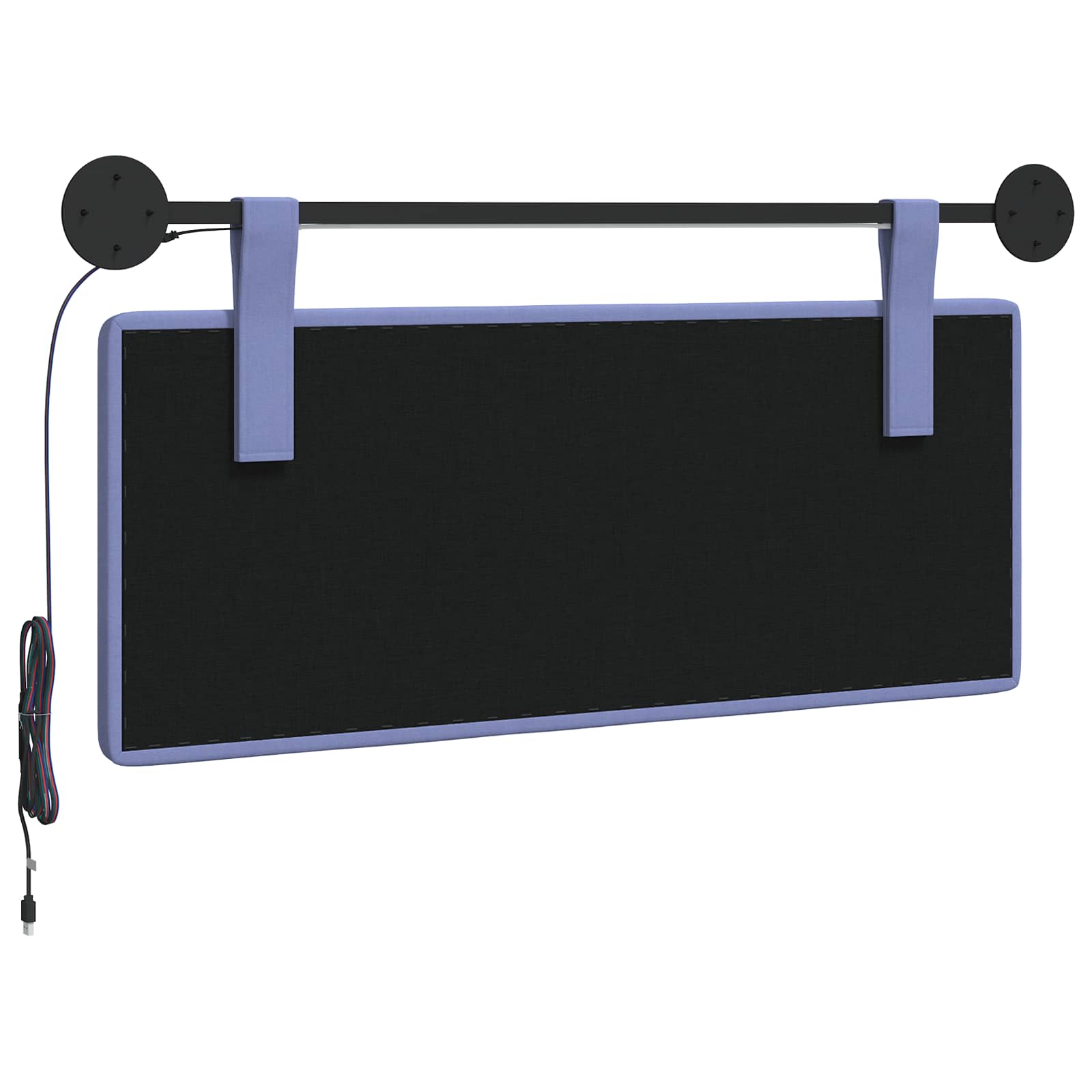 Hangend hoofdbord Met LED-verlichting Jeans Blauw Stof