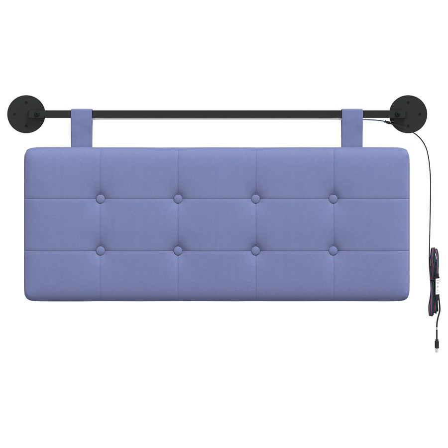 Hangend hoofdbord Met LED-verlichting Jeans Blauw Stof