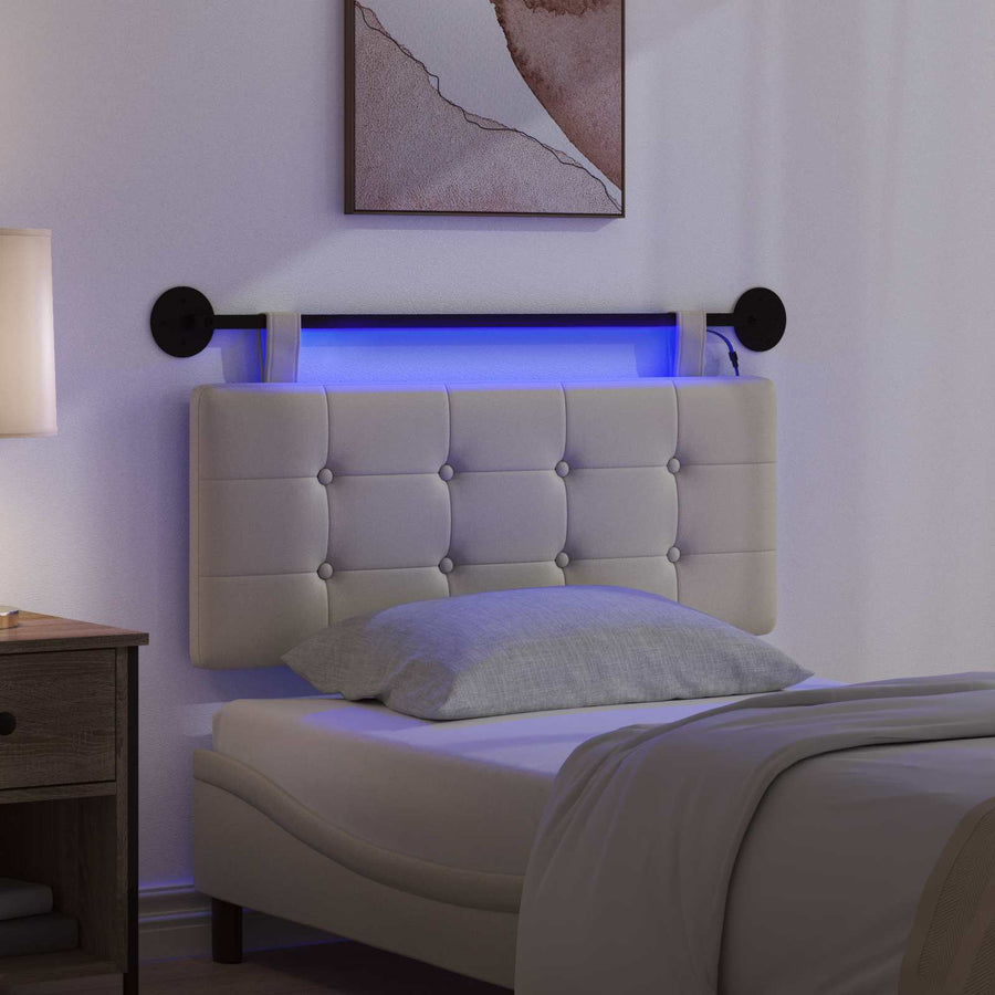 Hangend hoofdbord Met LED-verlichting Crèmekleurig Kunstleer