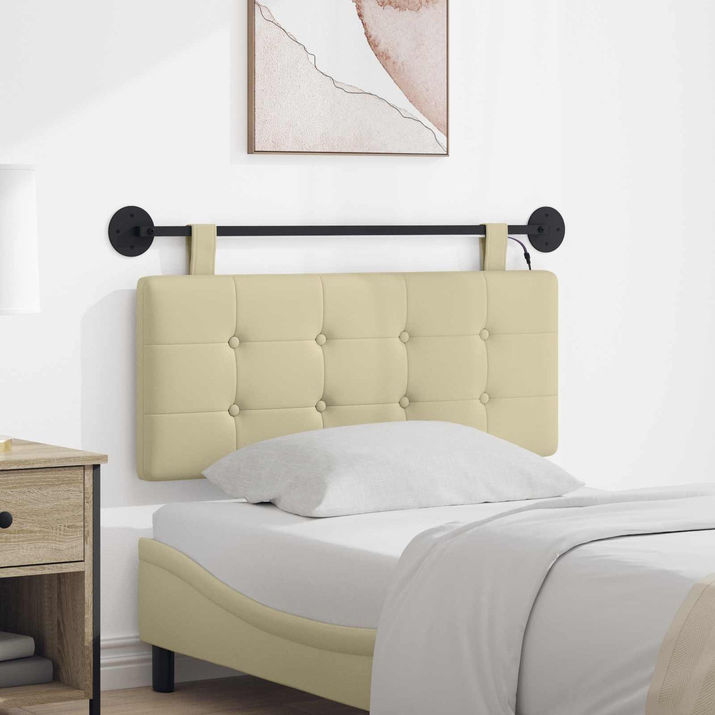Hangend hoofdbord Met LED-verlichting Crèmekleurig Kunstleer