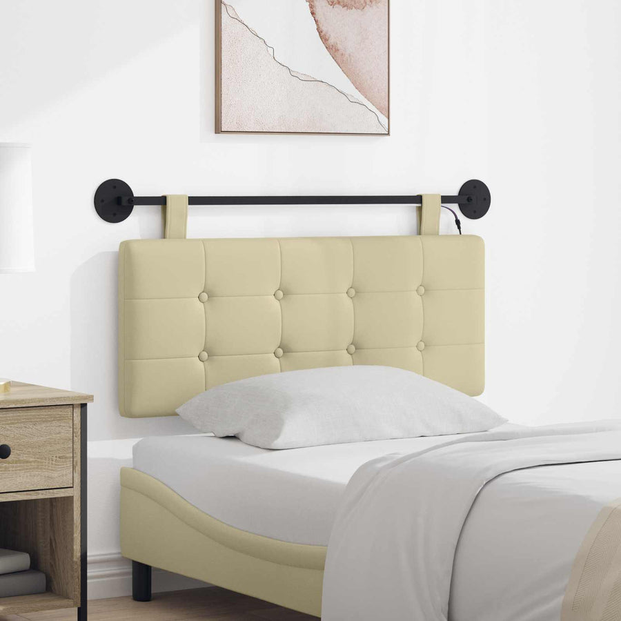 Hangend hoofdbord Met LED-verlichting Crèmekleurig Kunstleer