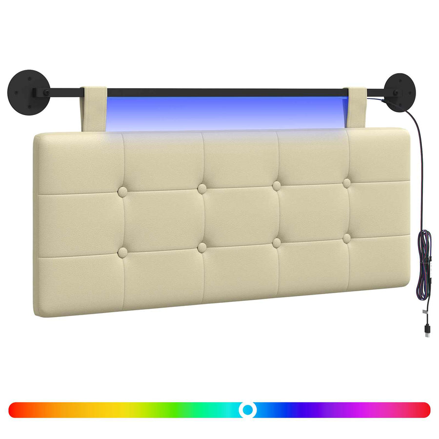 Hangend hoofdbord Met LED-verlichting Crèmekleurig Kunstleer