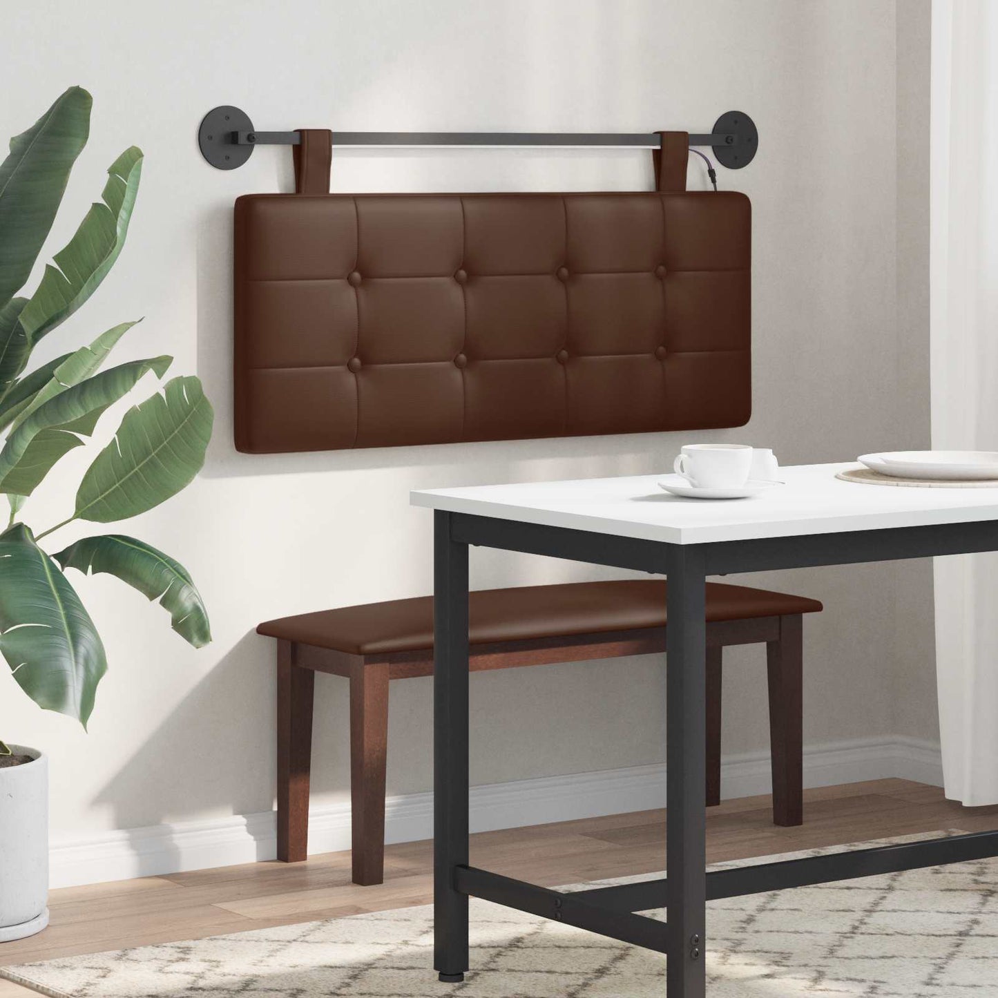 Hangend hoofdbord Met LED-verlichting Bruin Kunstleer