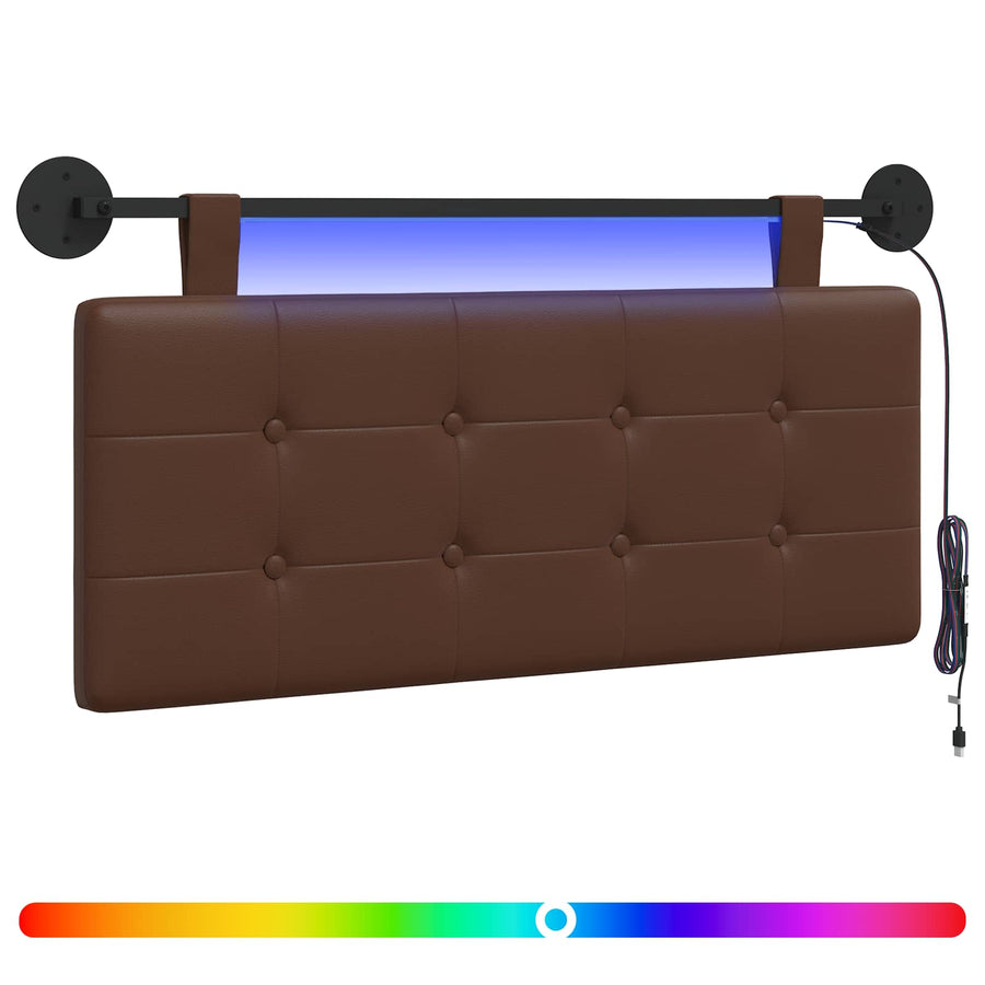 Hangend hoofdbord Met LED-verlichting Bruin Kunstleer
