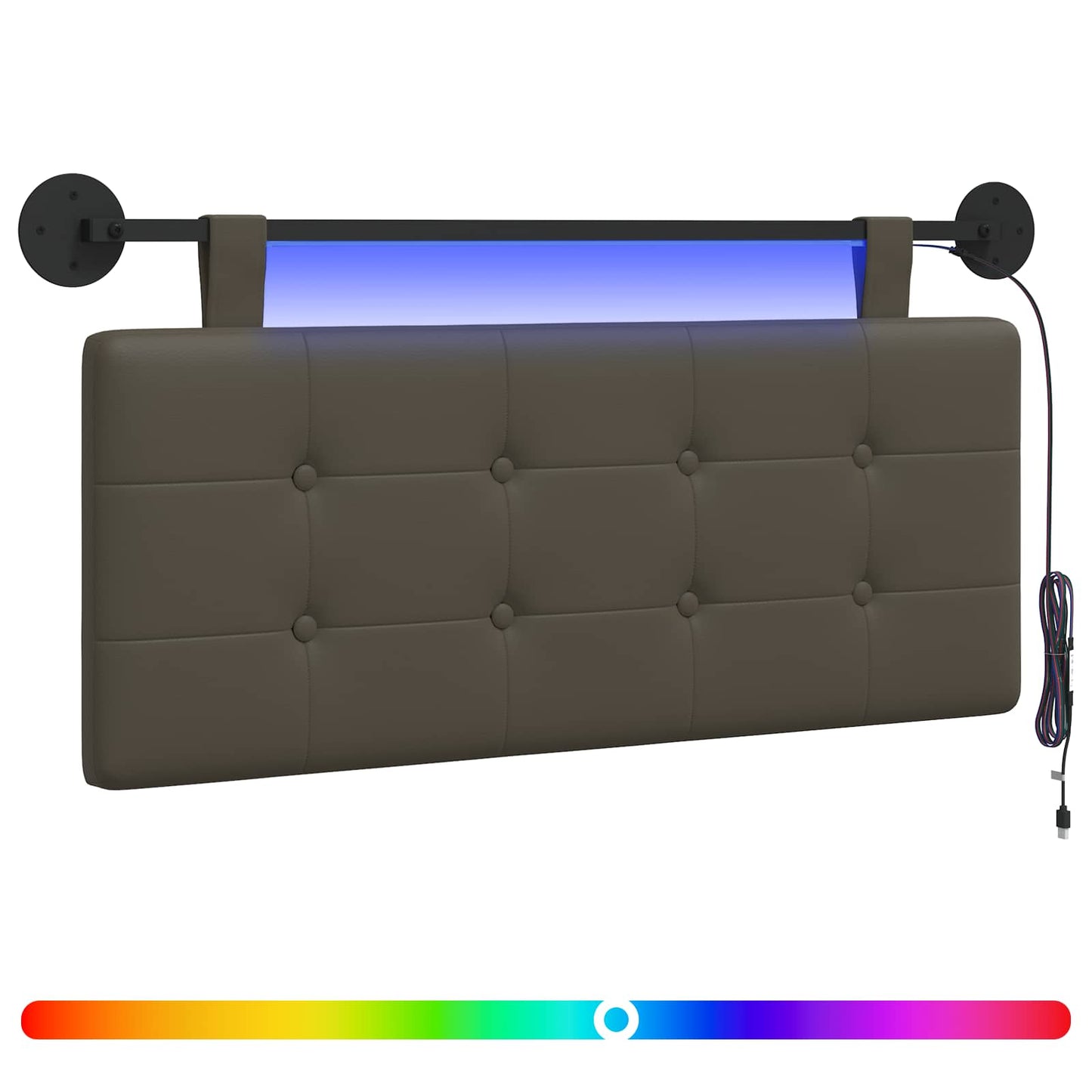 Hangend hoofdbord Met LED-verlichting Grijs Kunstleer