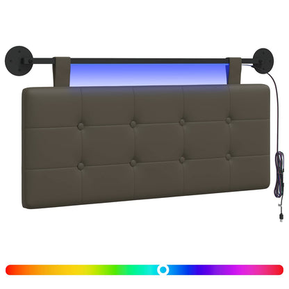 Hangend hoofdbord Met LED-verlichting Grijs Kunstleer