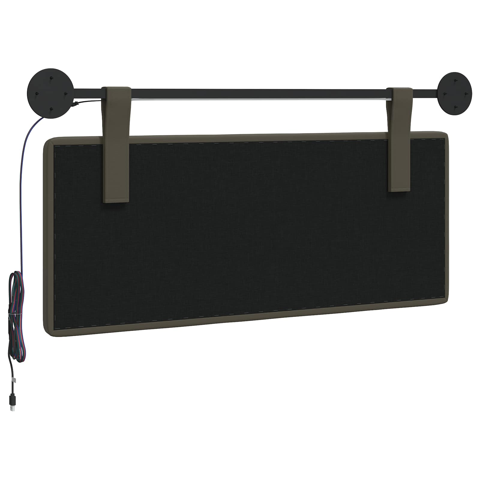 Hangend hoofdbord Met LED-verlichting Grijs Kunstleer