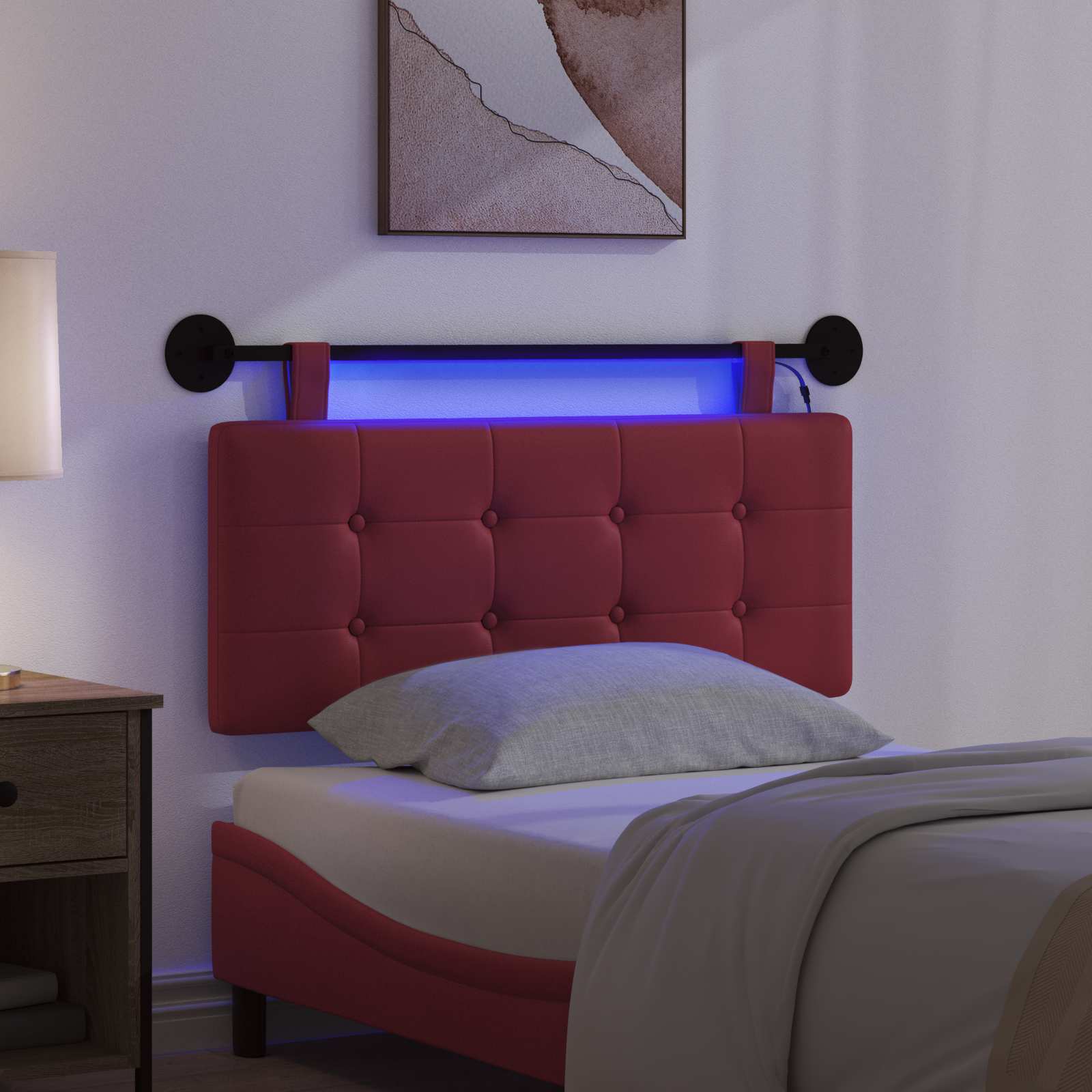 Hangend hoofdbord Met LED-verlichting Wijnrood Kunstleer