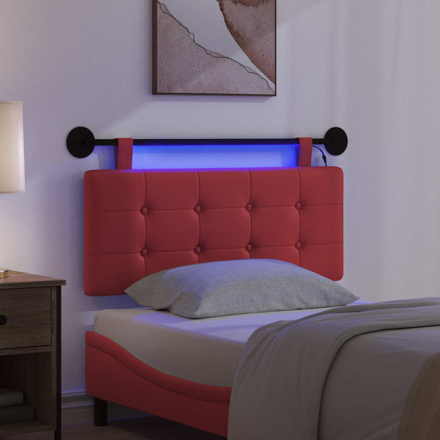 Hangend hoofdbord Met LED-verlichting Rood Kunstleer