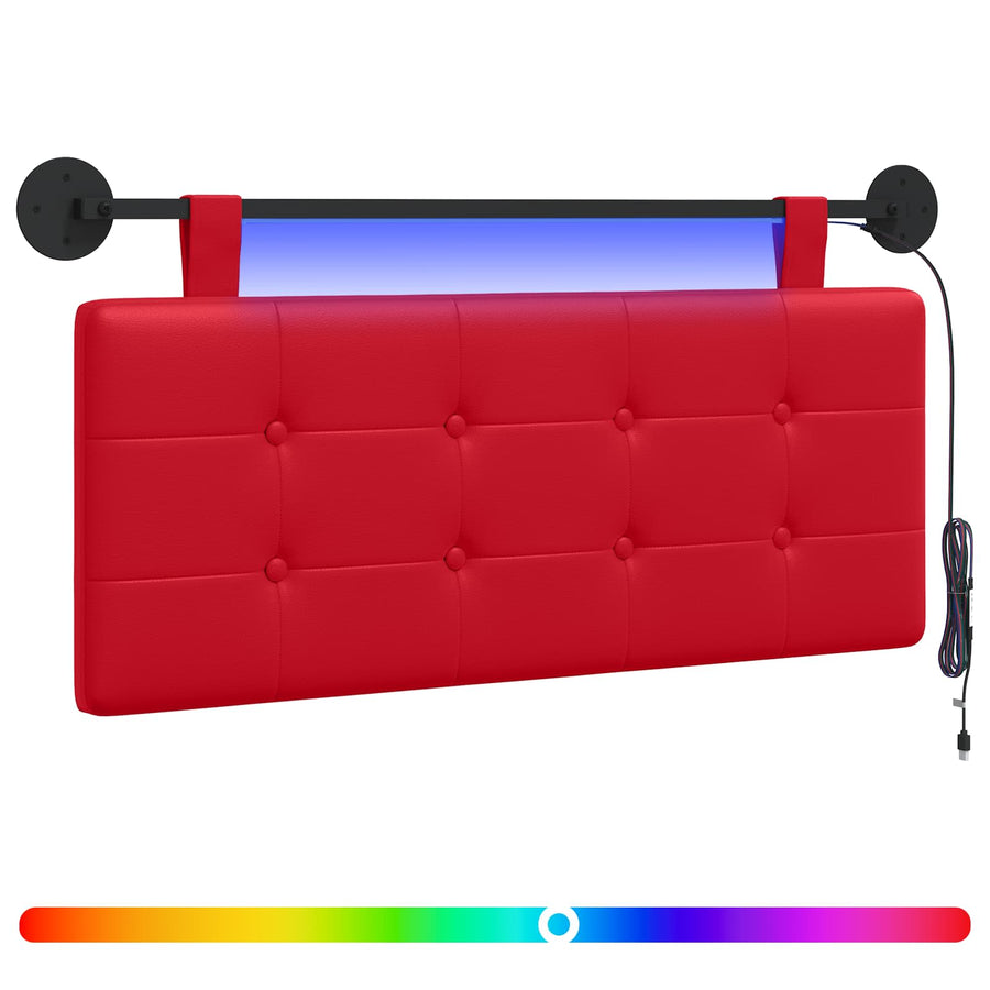 Hangend hoofdbord Met LED-verlichting Rood Kunstleer