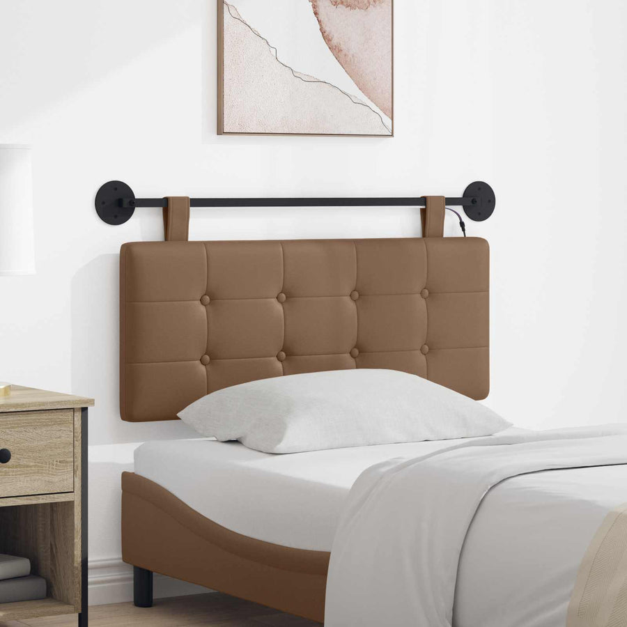 Hangend hoofdbord Met LED-verlichting Cappuccino Kunstleer