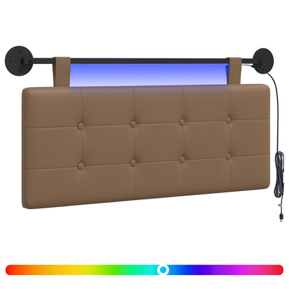 Hangend hoofdbord Met LED-verlichting Cappuccino Kunstleer