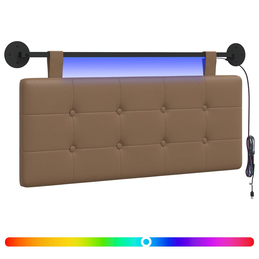 Hangend hoofdbord Met LED-verlichting Cappuccino Kunstleer