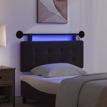 Hangend hoofdbord Met LED-verlichting Zwart Kunstleer