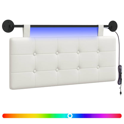 Hangend hoofdbord Met LED-verlichting Wit Kunstleer