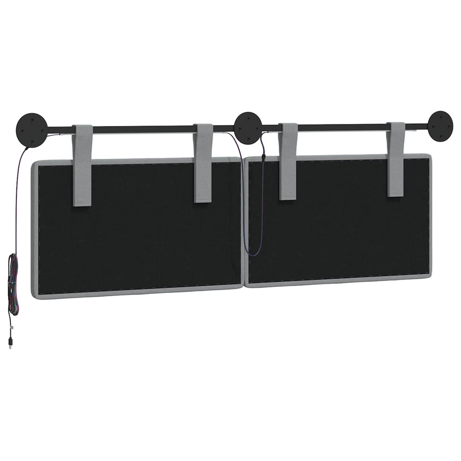 Hangend hoofdbord Met LED-verlichting Lichtgrijs Stof