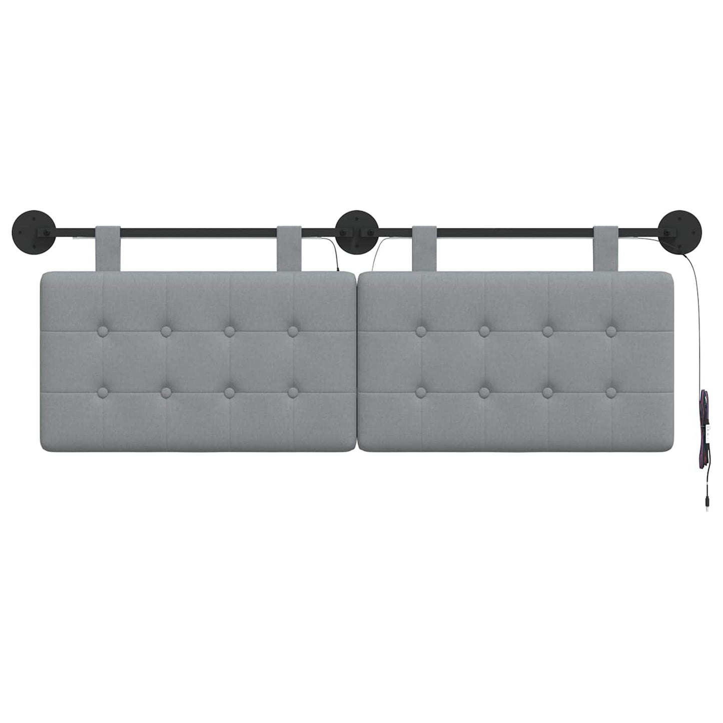 Hangend hoofdbord Met LED-verlichting Lichtgrijs Stof