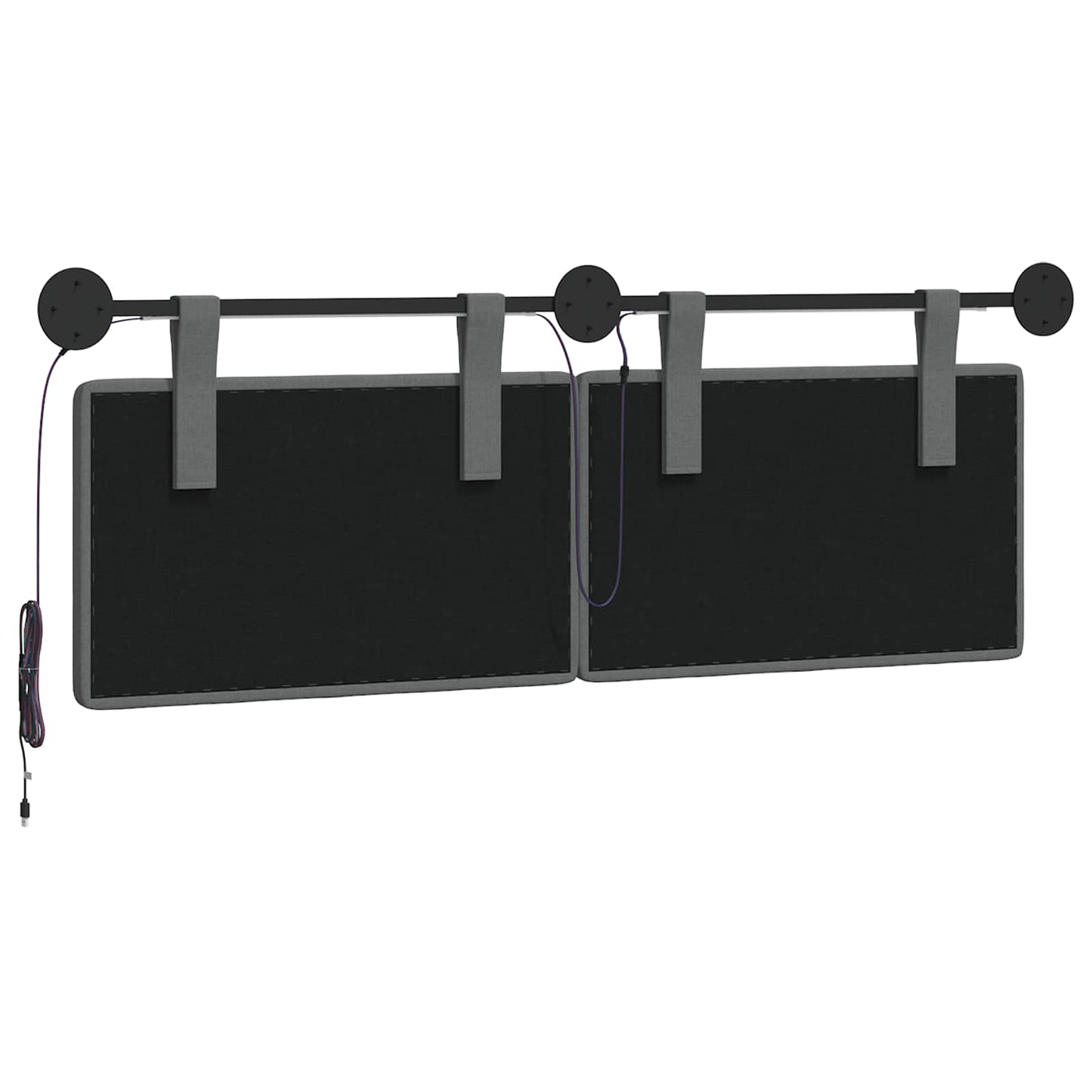 Hangend hoofdbord Met LED-verlichting Donkergrijs Stof