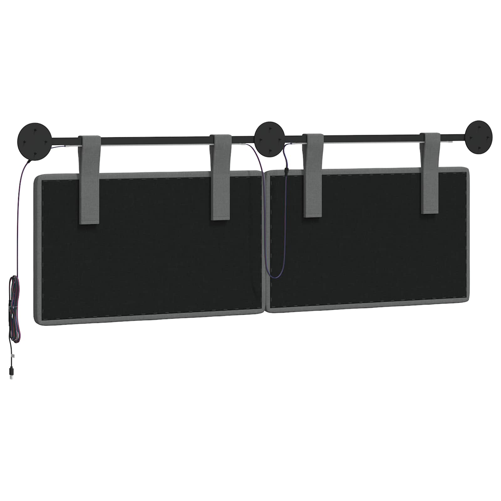 Hangend hoofdbord Met LED-verlichting Donkergrijs Stof