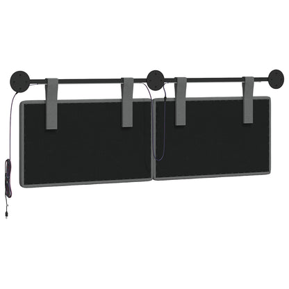 Hangend hoofdbord Met LED-verlichting Donkergrijs Stof