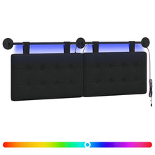 Hangend hoofdbord Met LED-verlichting Zwart Stof