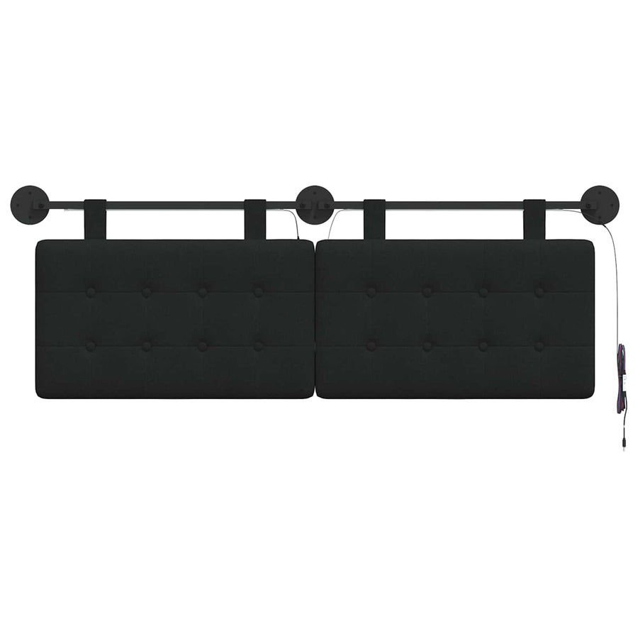 Hangend hoofdbord Met LED-verlichting Zwart Stof