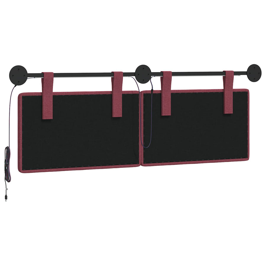 Hangend hoofdbord Met LED-verlichting Wijnrood Stof