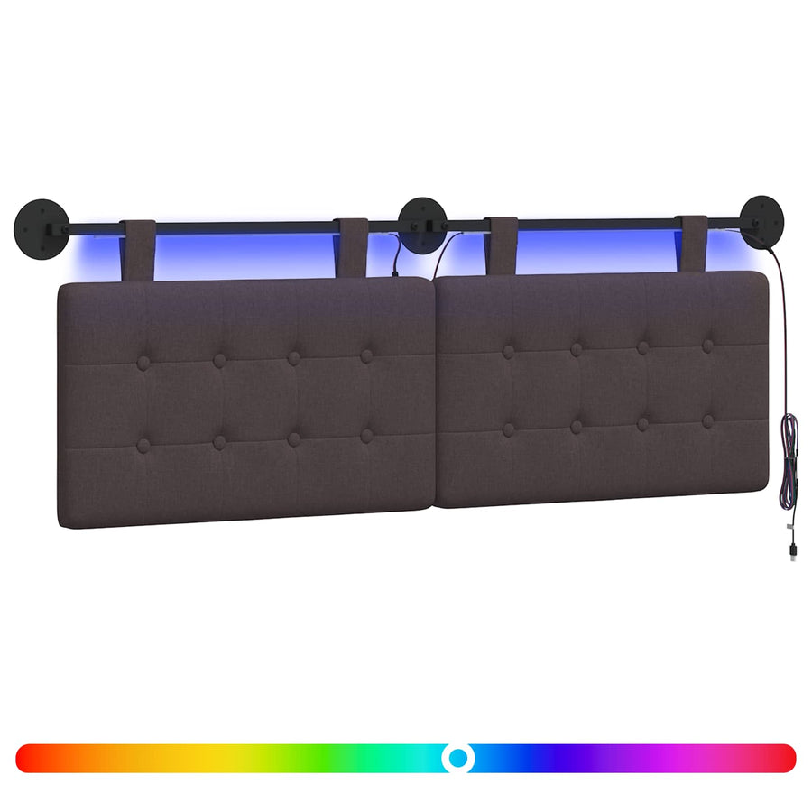 Hangend hoofdbord Met LED-verlichting Donkerbruin Stof